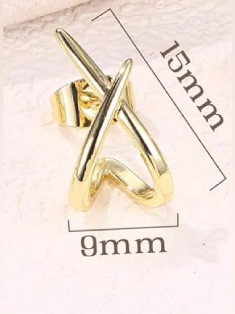 #215 9mm Gold Plated Crisscross X Stud Earrings - Picture 5 of 9